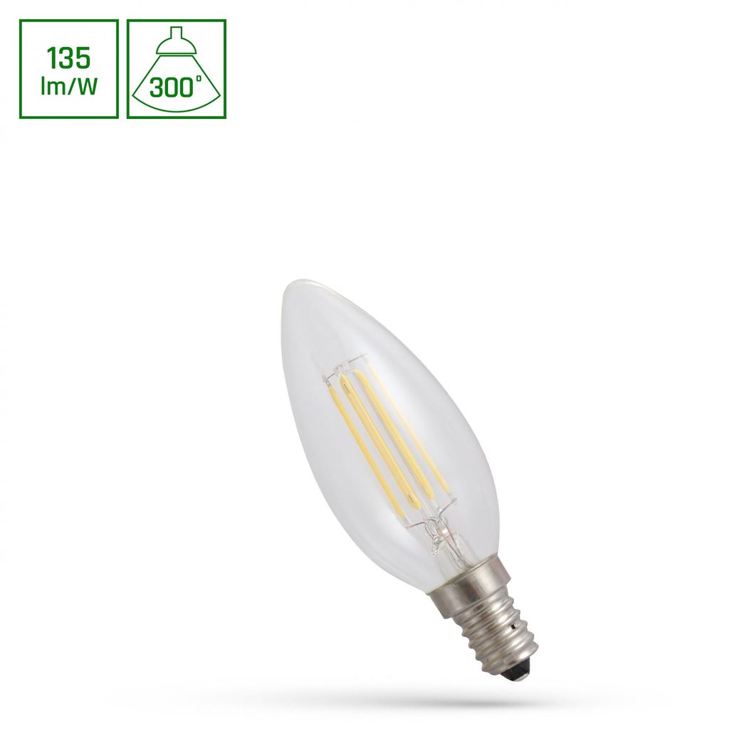 Spectrum LED E14 C35 Filament klar 5,5W = 57W Kerzenform Produktbild 
