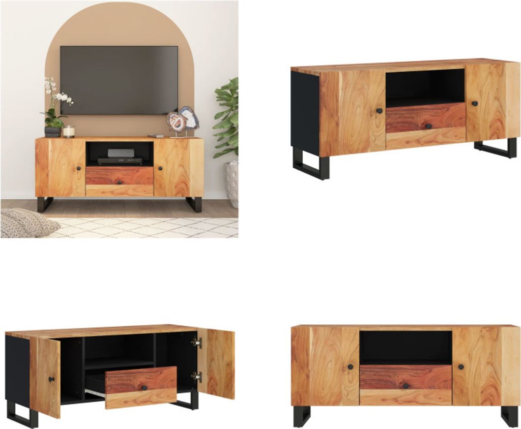 vidaXL TV Schrank 105x33,5x46 cm Massivholz Akazie & Holzwerkstoff - TV-Schrank - TV-Schränke - TV-Möbel - TV-Ständer