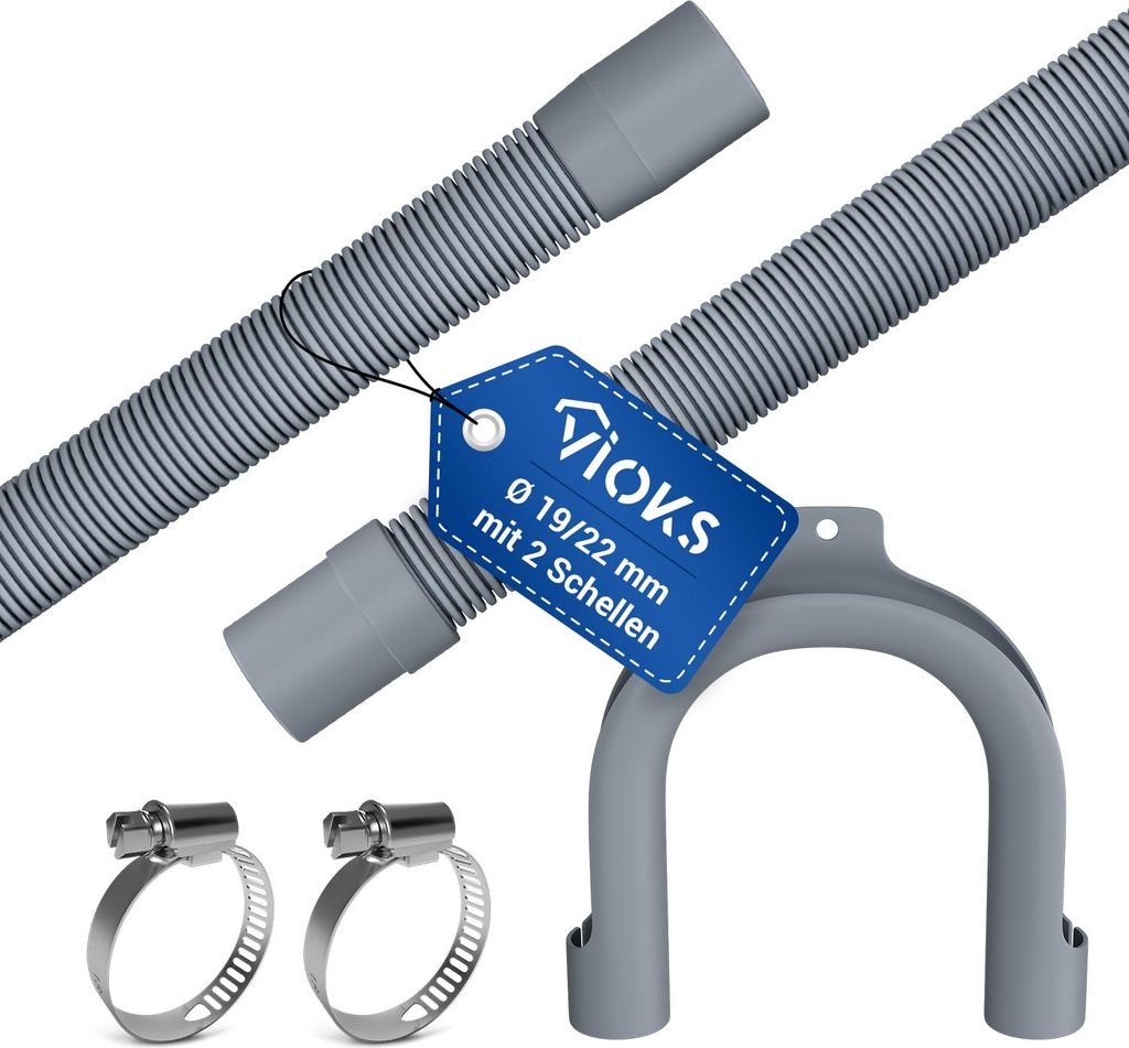Ablaufschlauch 1,5 m 19/22mmØ mit 2 Schellen für Geschirrspüler Waschmaschine