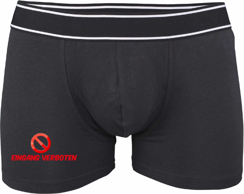 Boxershorts - Mann - Boxer-0008-man-black-v-S - schwarz - S - vorn - Eingang verboten - Verkehrszeichen - lustiges Motiv - Spruch - Unterwäsche - ...