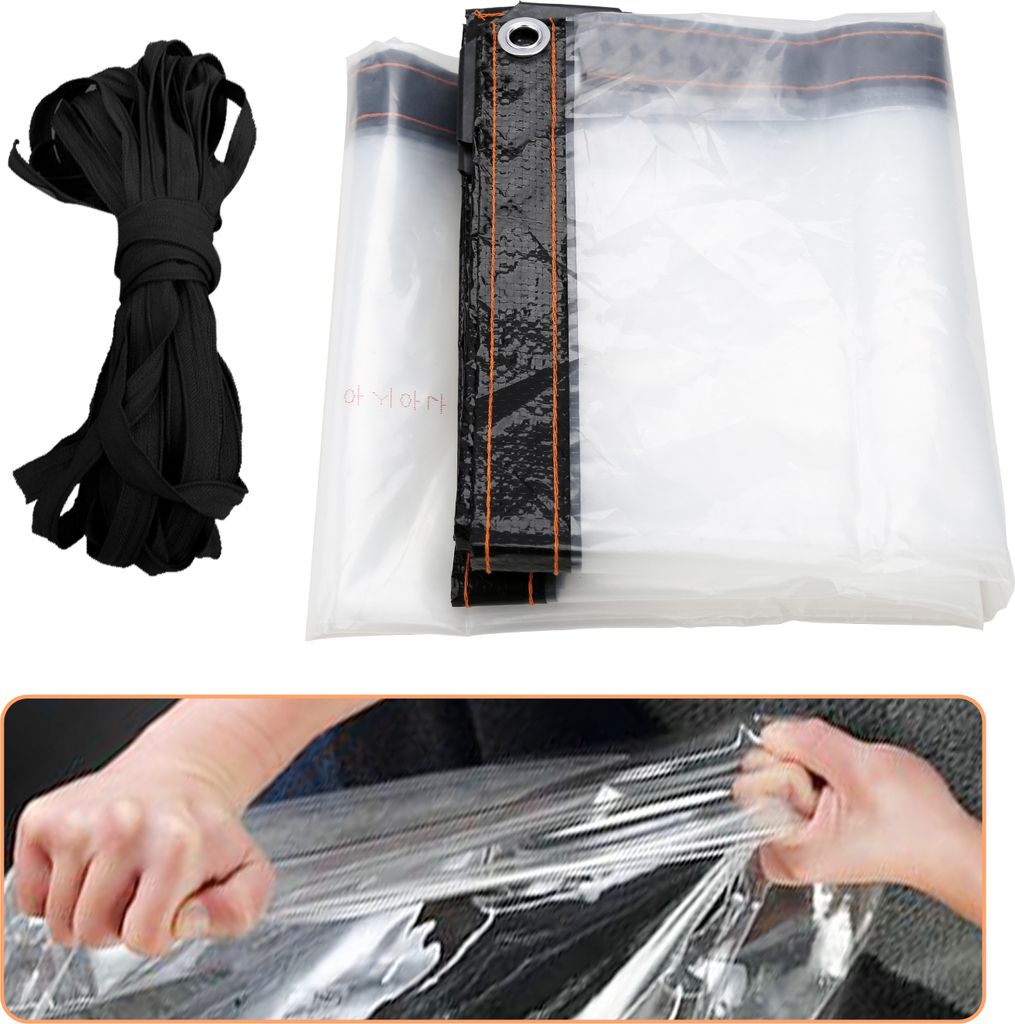 TolleTour Wasserdichte Transparente PVC Plane mit Ösen, wetterfeste Plane strapazierfähige Vordächer Faltbar,2 × 4M Regenschutz Abdeckplane fü...