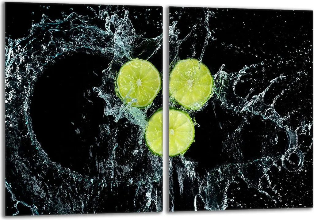 Set 2 Coprifornelli Vetro 40x52 cm Nero Lime | Tagliere e Paraspruzzi