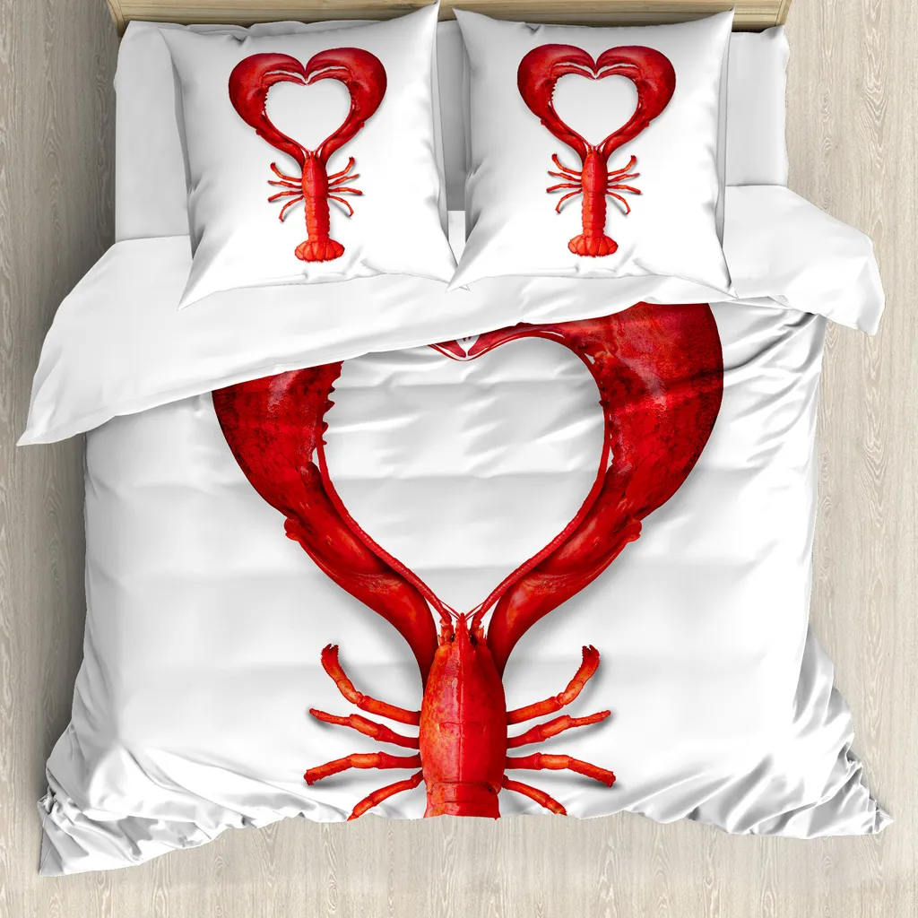 Copripiumino Rosso ABAKUHAUS Motivi Marini Aragosta 200x200 cm Offerta