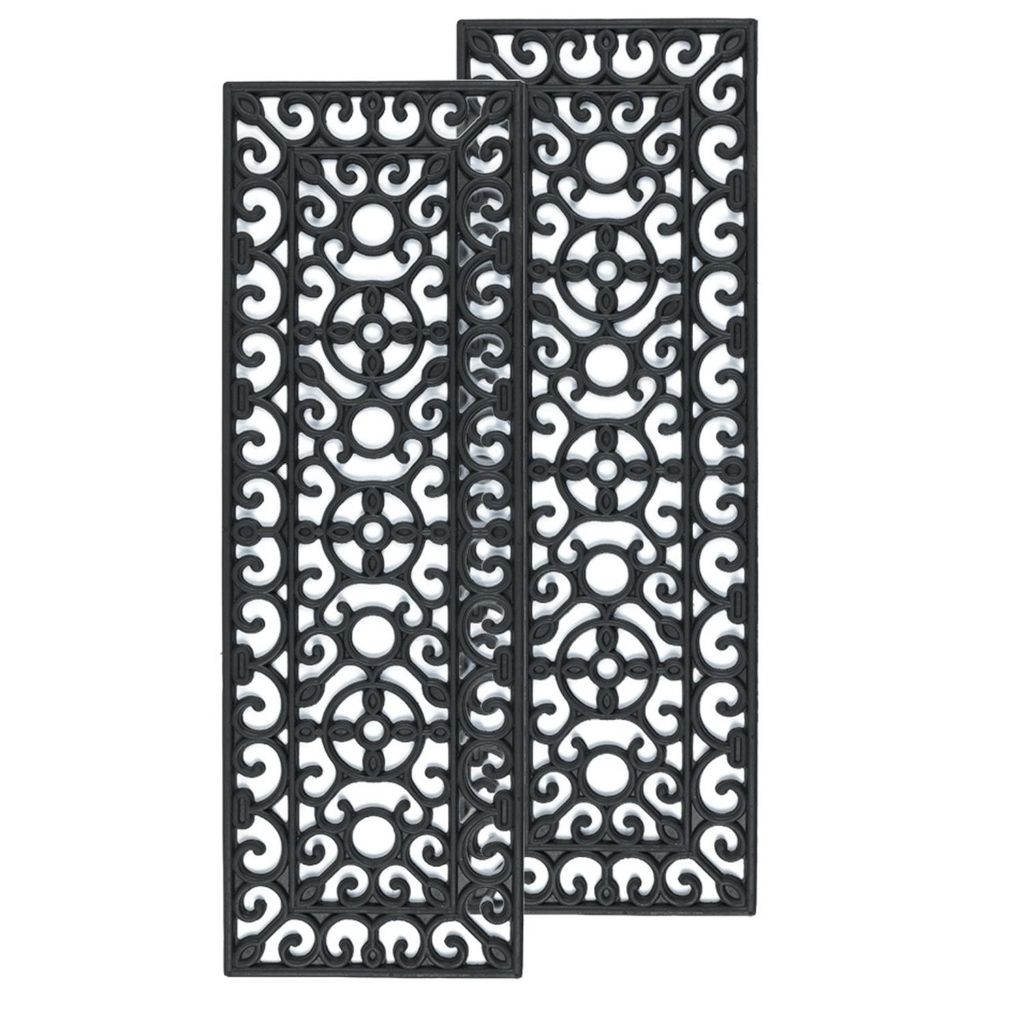 2er Set Gummistufenmatten für Außentreppen Durchbrochenes – Antirutschmatten – 75 x 25 cm – Schwarz – Wetterfest & Robust
