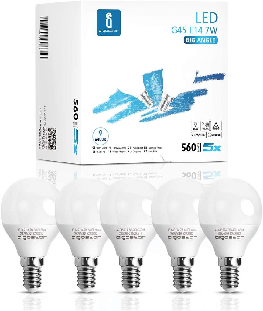 420lm Leuchtmittel Birne E-14 Glühbirne 5 LED-Tropfen-Lampen E14 5W kaltweiß 