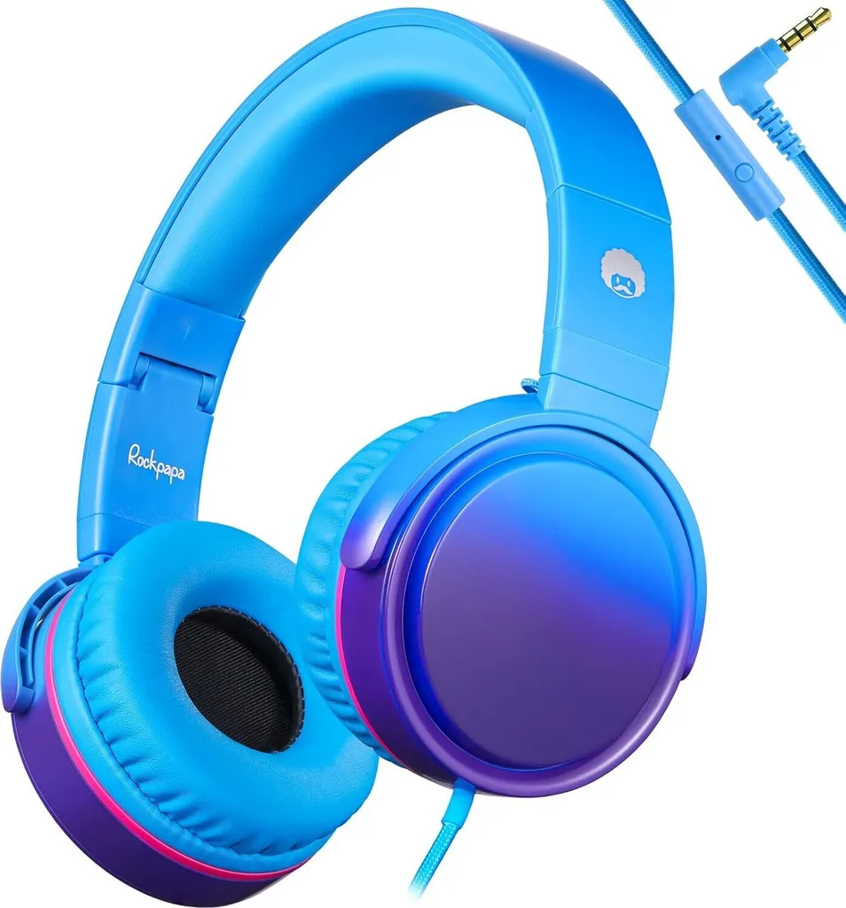 cuffie con cavo, cuffie over ear con microfono, jack 3,5 mm, pieghevoli, suono stereo, regolabili, cuffie da viaggio/PC/tablet/smartphone