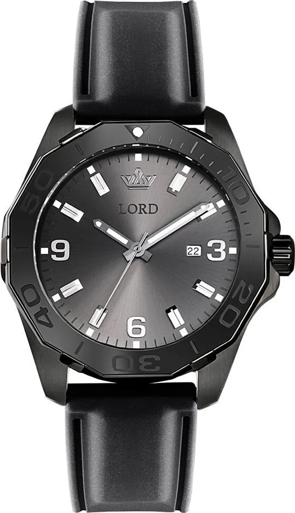Montre Noire Lord Timepieces Sport Classic - Bracelet Cuir et Acier