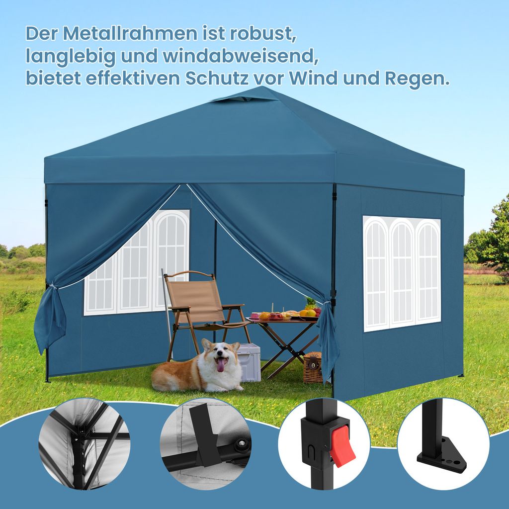 EUGAD Faltpavillon mit Seitenwänden, wasserfest, Produktbild 6