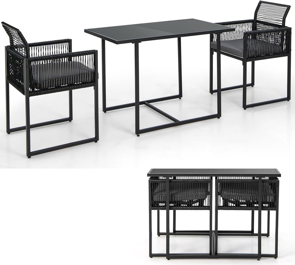 KOMFOTTEU 3-teiliges Bartisch mit Klappstühlen, Garten Produktbild 
