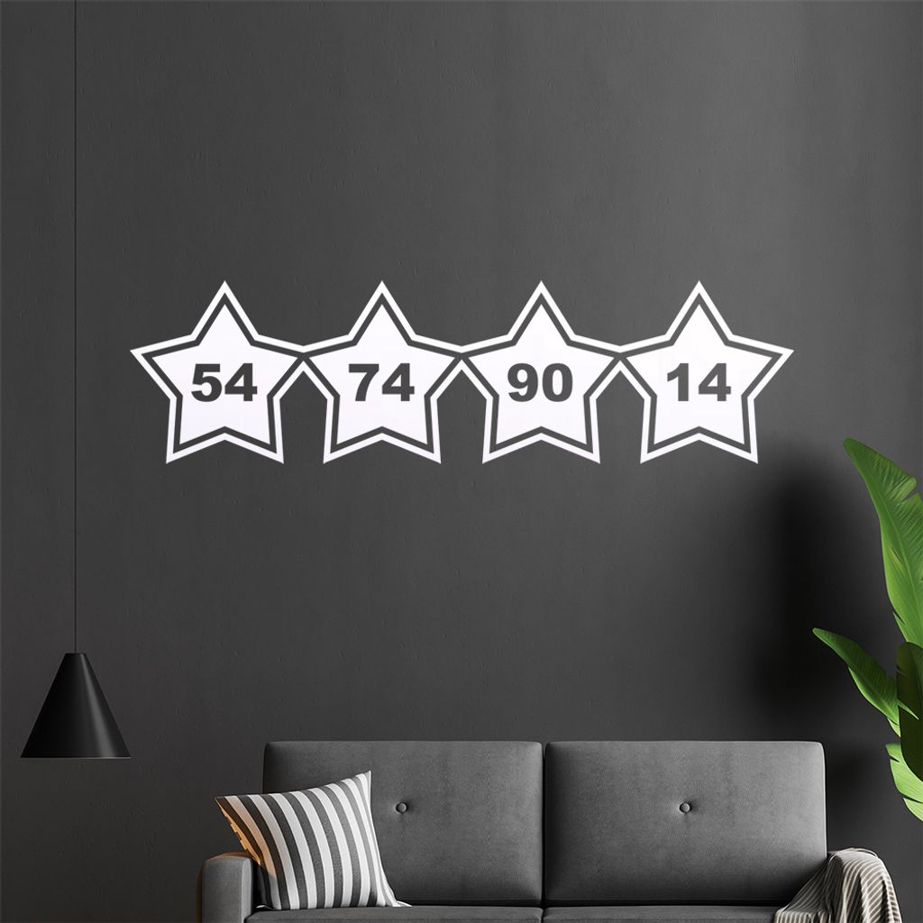 KIWISTAR 54 '74 '90 '14 - Weltmeister Deutschland Brasilien 2014 Rio Fußball Wandtattoo in 6 Größen - Wandaufkleber Wall Sticker - Dekoration, K...
