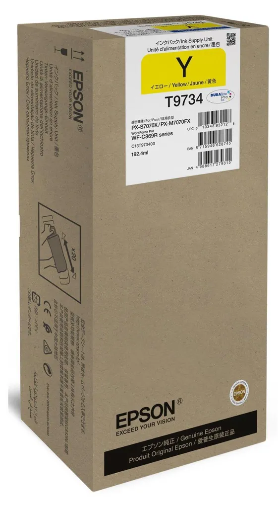 Encre Jaune Epson T9734 XL pour WorkForce Pro WF-C869R Impression