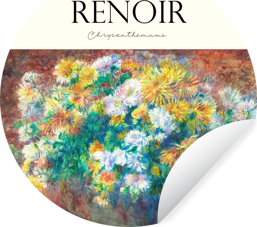MuchoWow Runde Wandtattoo - Wandsticker Tapete Aufkleber Kunst - Blumen - Renoir Ø 100 cm Selbstklebend und Repositionierbar - Wandaufkleber - K...