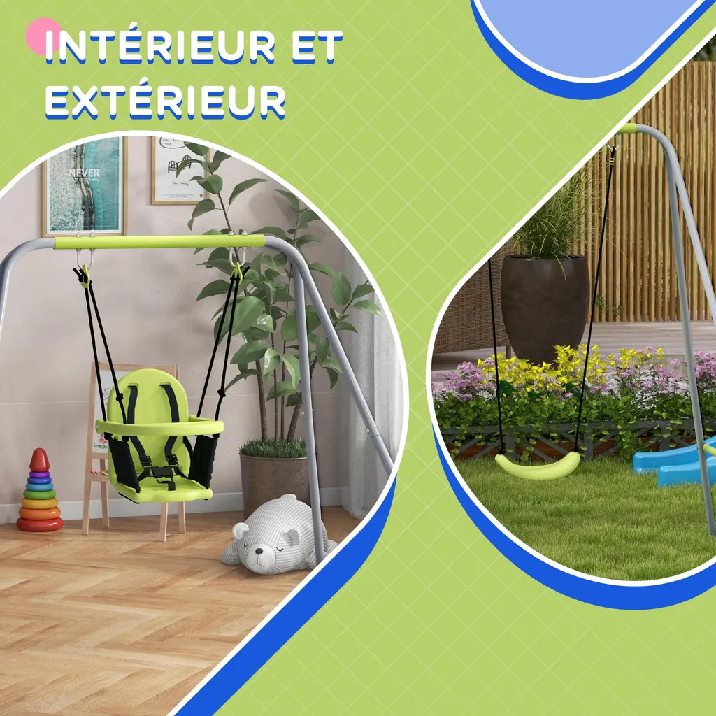 Balançoire de jardin pour bébé avec harnais de sécurité complet