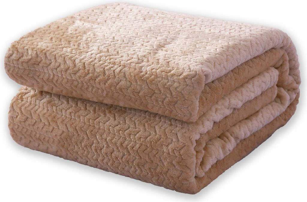 FEBE Kuscheldecke Französisches Beige 220x200 cm Flauschig Tagesdecke Fleecedecke Flanell Decke Sofadecke Für Couch Wohndecke Wendedecke als Sofa...