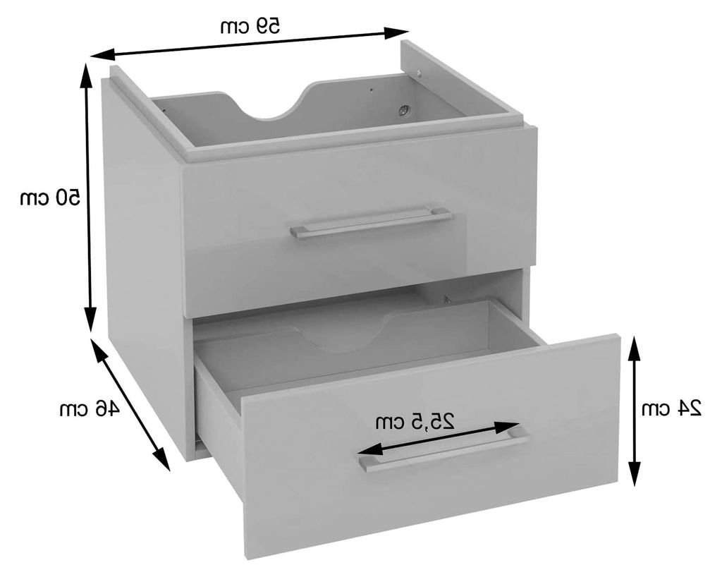 Waschbeckenunterschrank HWC-D16, Waschtischunterschrank Badmöbel, Hochglanz 60cm - grau