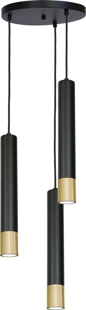Hängeleuchte 3-flammig GU10 Metall Schwarz Gold Ø 35 cm Pendelleuchte Esszimmer Wohnzimmer