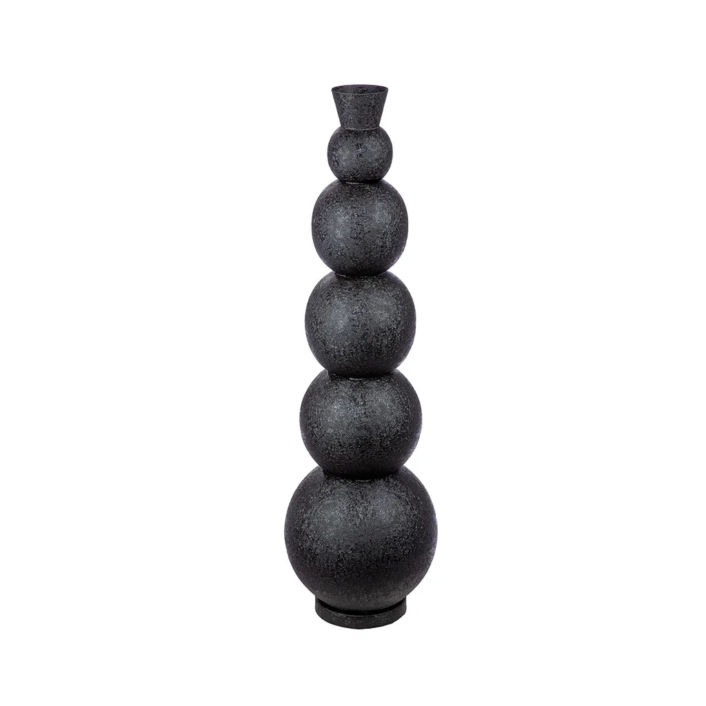Vase de sol pour salon Rotonda en fer noir 76 cm - Décoration d'angle chic