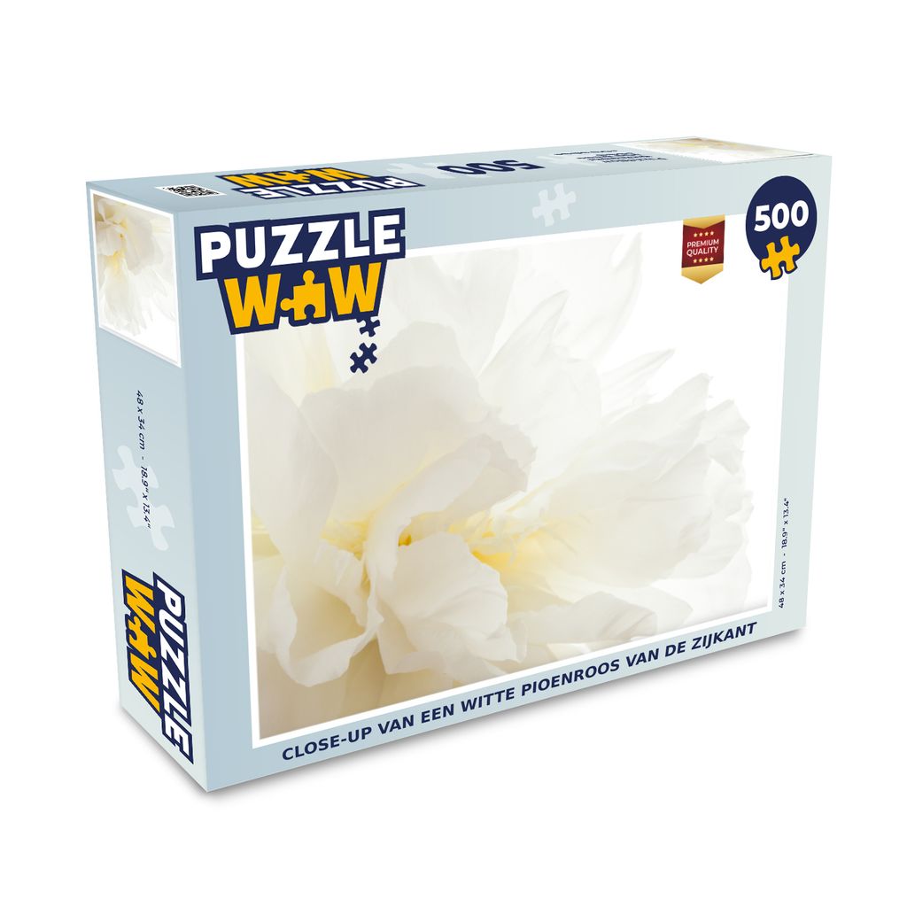 MuchoWow Puzzle 500 Teile Nahaufnahme einer weißen Pfingstrose von der Seite - 500 Teile - Kinder - Selberbauen - Puzzlespiele