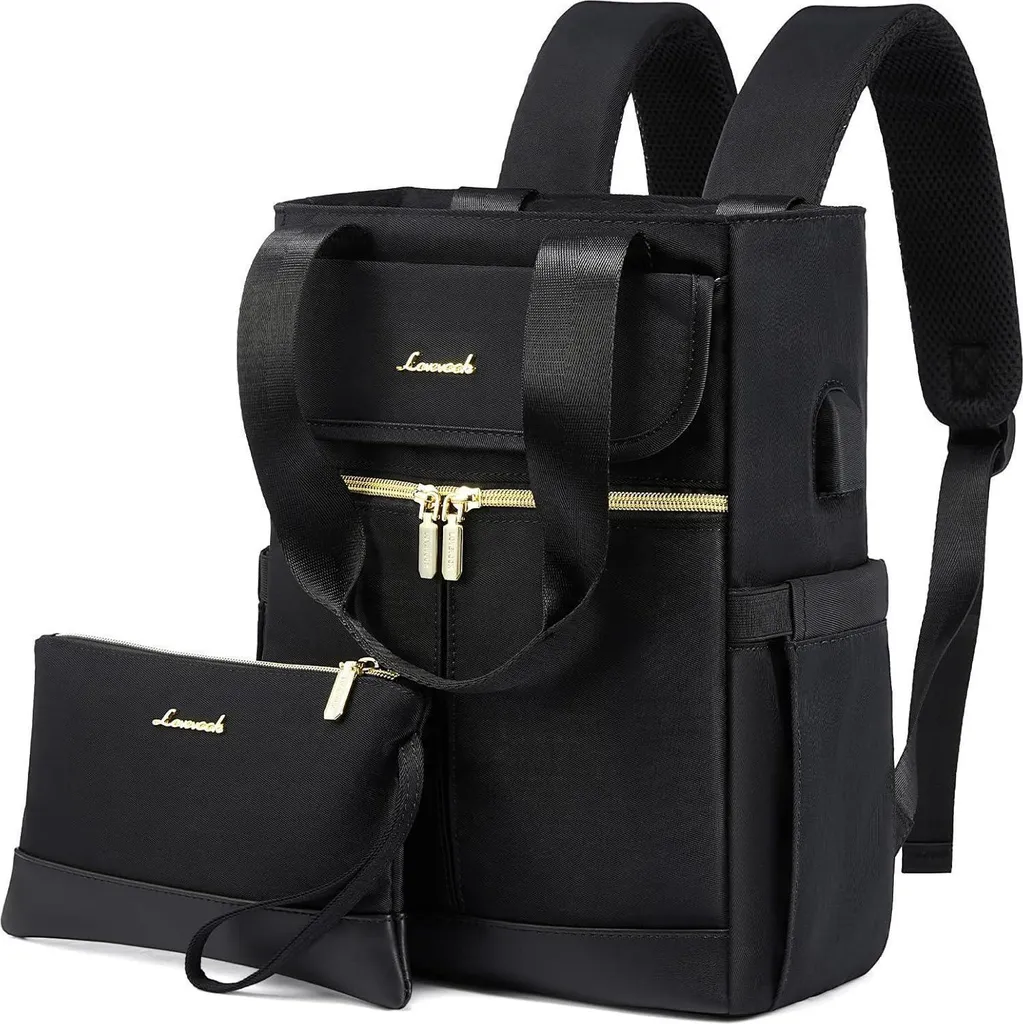 Sac à dos Femme USB Multi-poches Noir 2 en 1 Design Ergonomique