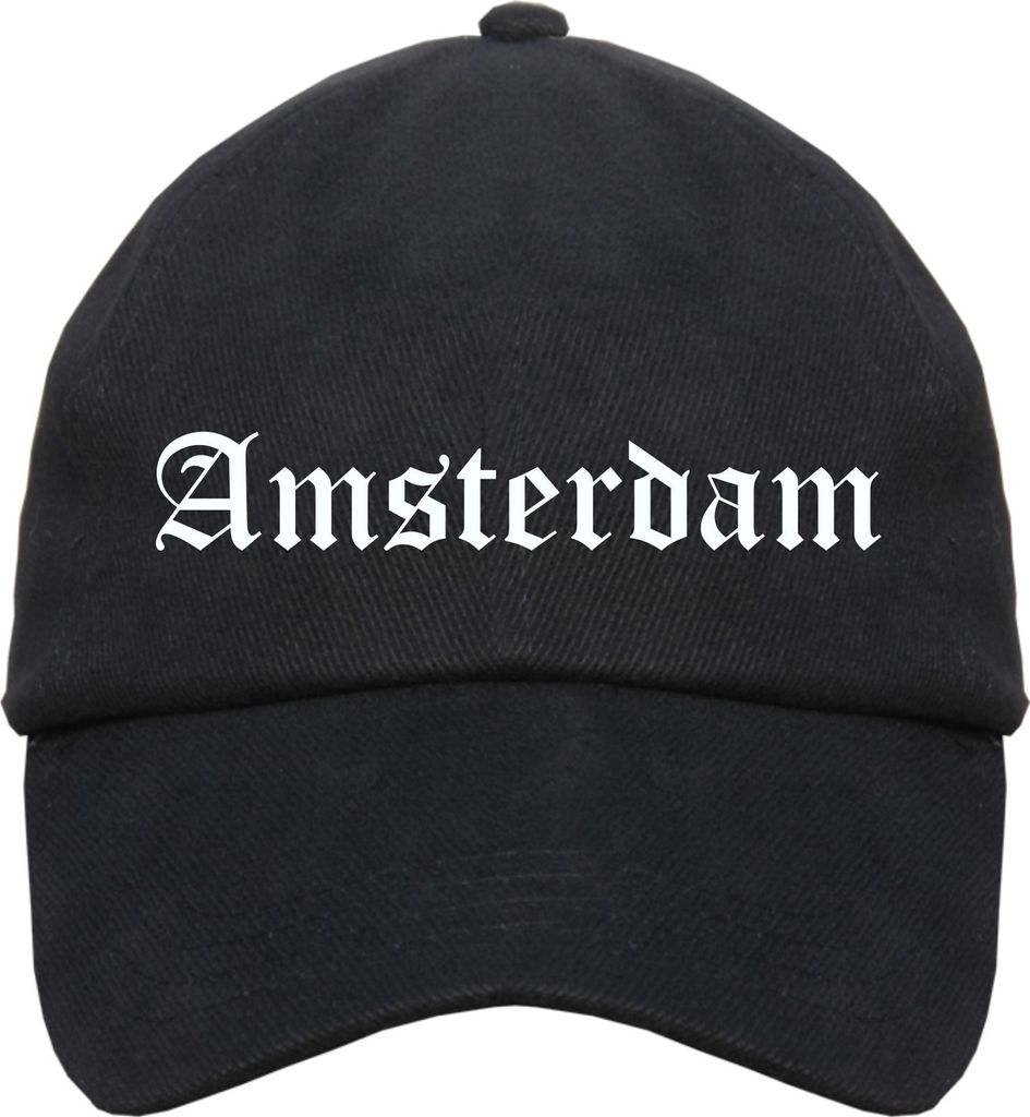 Amsterdam Cappy - Altdeutsch bedruckt - Schirmmütze Cap Einheitsgröße Schwarz