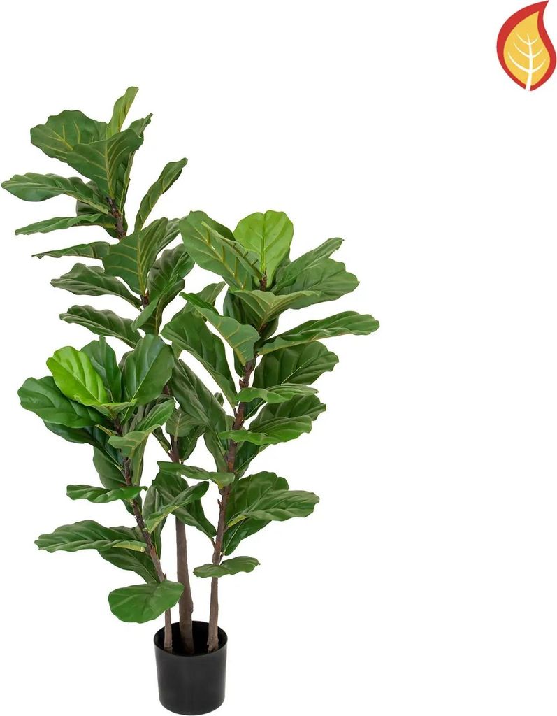 aplanta Künstliche Geigenfeige - Reinhard | 130 cm, B1 Feuerhemmend, für drinnen, Kunstbaum, wie echt, Allergiker geeignet, pflanzliche Dekoratio...