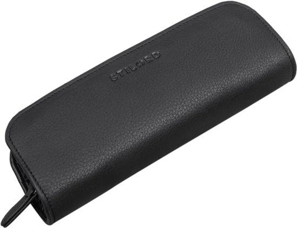 Pochette en cuir noir rigide avec fermeture sécurisée pour homme