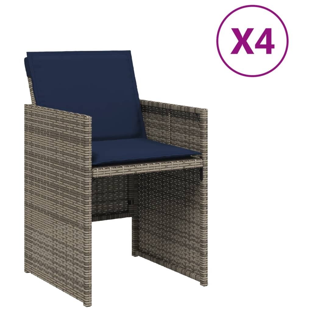"WINTER SALE"Gartenstühle - Gartenmöbel - Balkonstuhl mit Kissen 4er-set - multifunktional& Moderne - Grau Poly Rattan - Stühle für Garten, Bal...