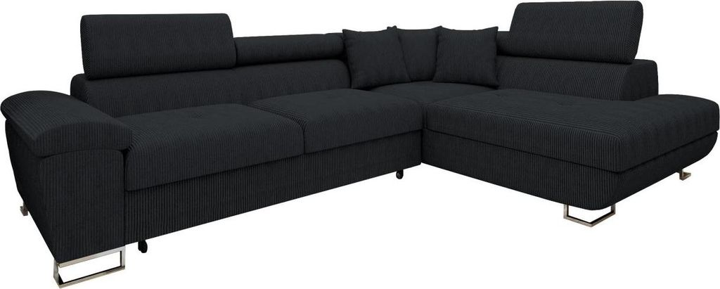 MIRJAN24 Ecksofa Cotere Cord, L-Form Eckcouch mit Schlaffunktion und Bettkasten (Farbe: Poso 135, Seite: Rechts)