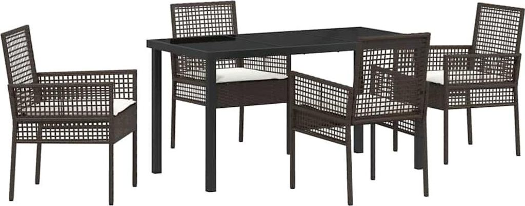Garten Essgruppe mit Kissen 5 pcs Braun Poly-Rattan