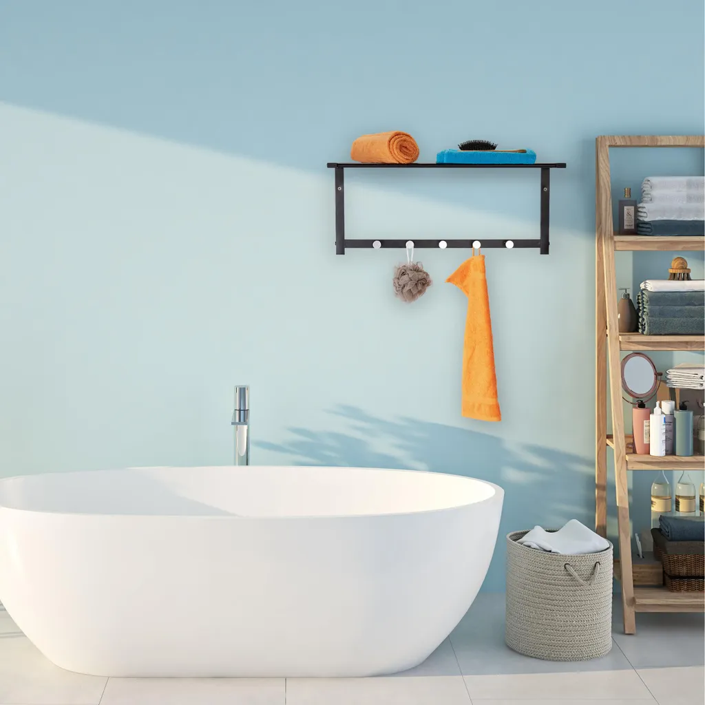 Appendiabiti a Parete Relaxdays con Mensola - Organizzatore Casa