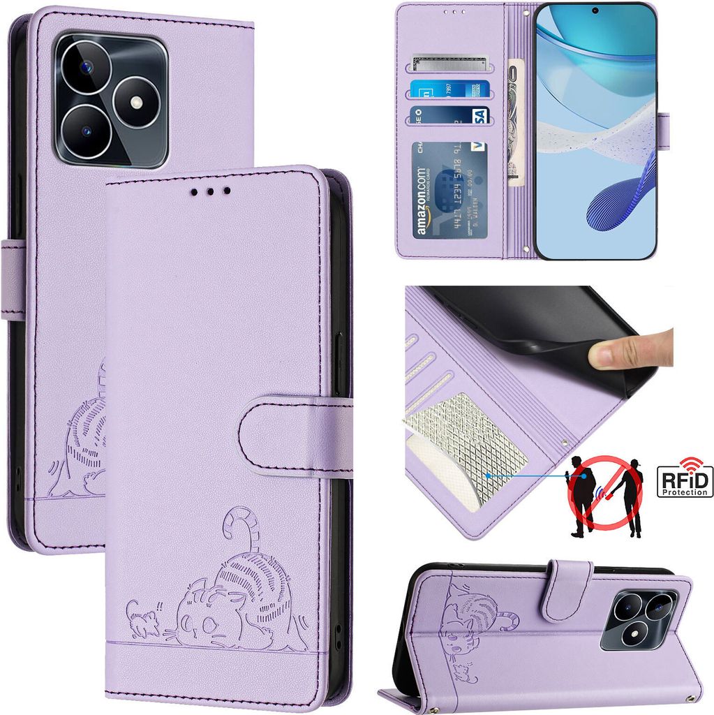 COQUE Custodia Oppo Realme C53 4G,Custodia Telefono a Portafoglio con Slot schede magnetiche in Oro con Motivo Diamante con Cordino, Cover Telefono Flip per Oppo Realme C53 4G-Bianco