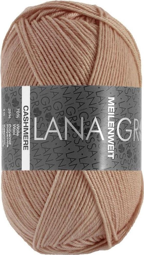Lana Grossa MEILENWEIT 50 g CASHMERE weiche 4-fach Sockenwolle mit Kaschmir-Anteil 210 m Farbe 065 - Sandbeige