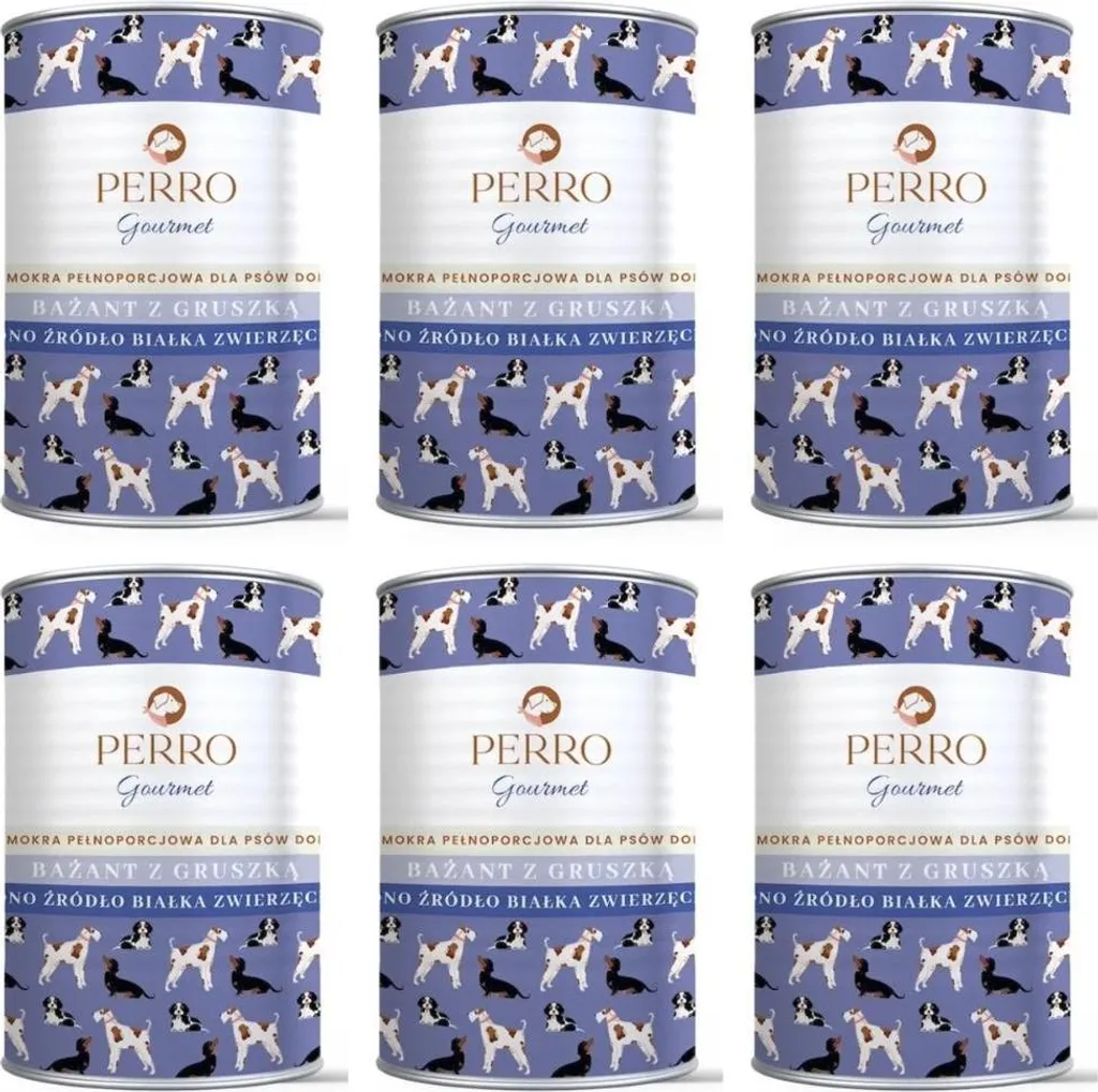 Pâtée Faisan et Poires sans céréales pour chien PERRO Gourmet 6x400g