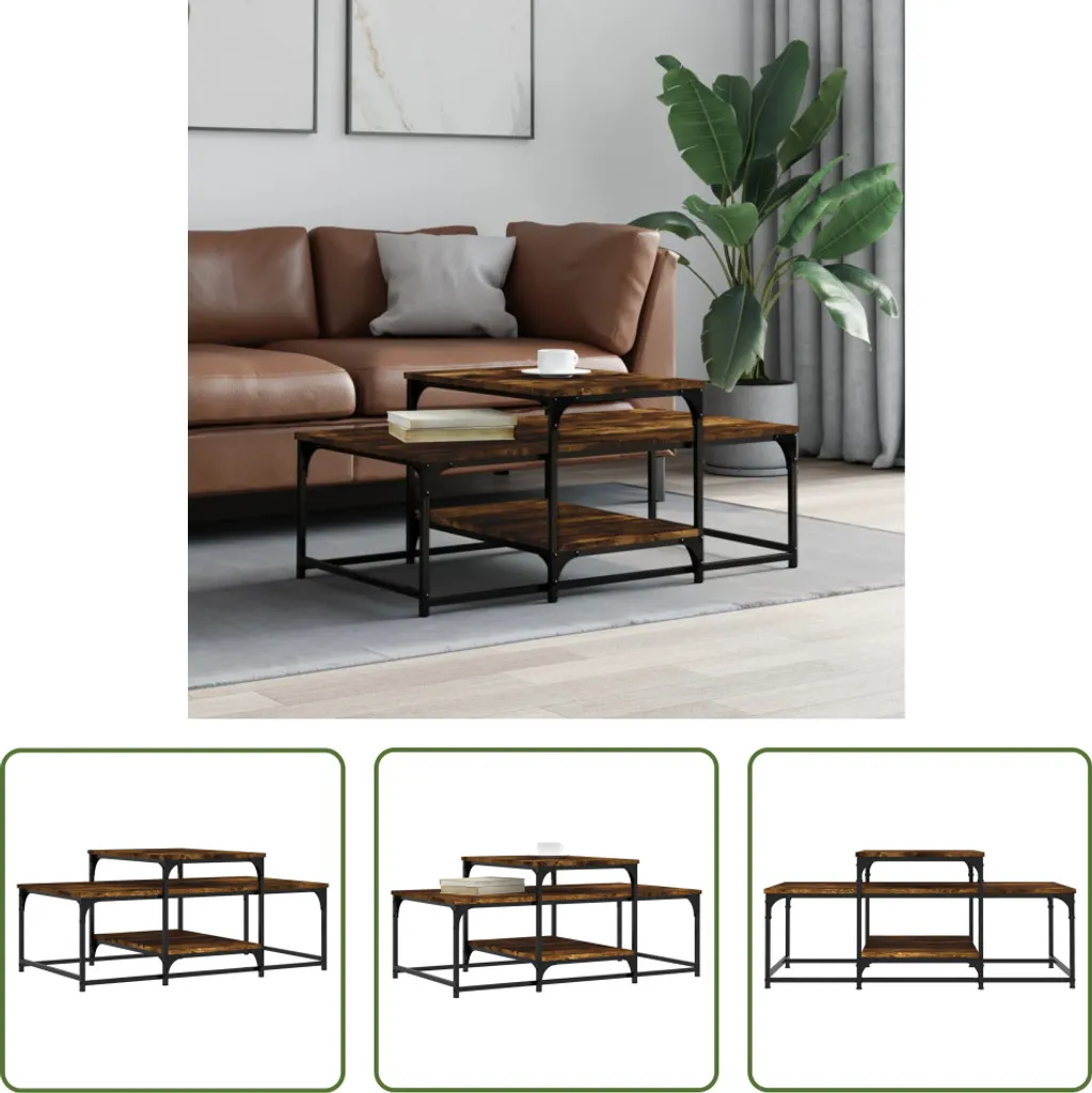 The Living Store tavolino in rovere fumé 102x60x45 cm materiale a base di legno