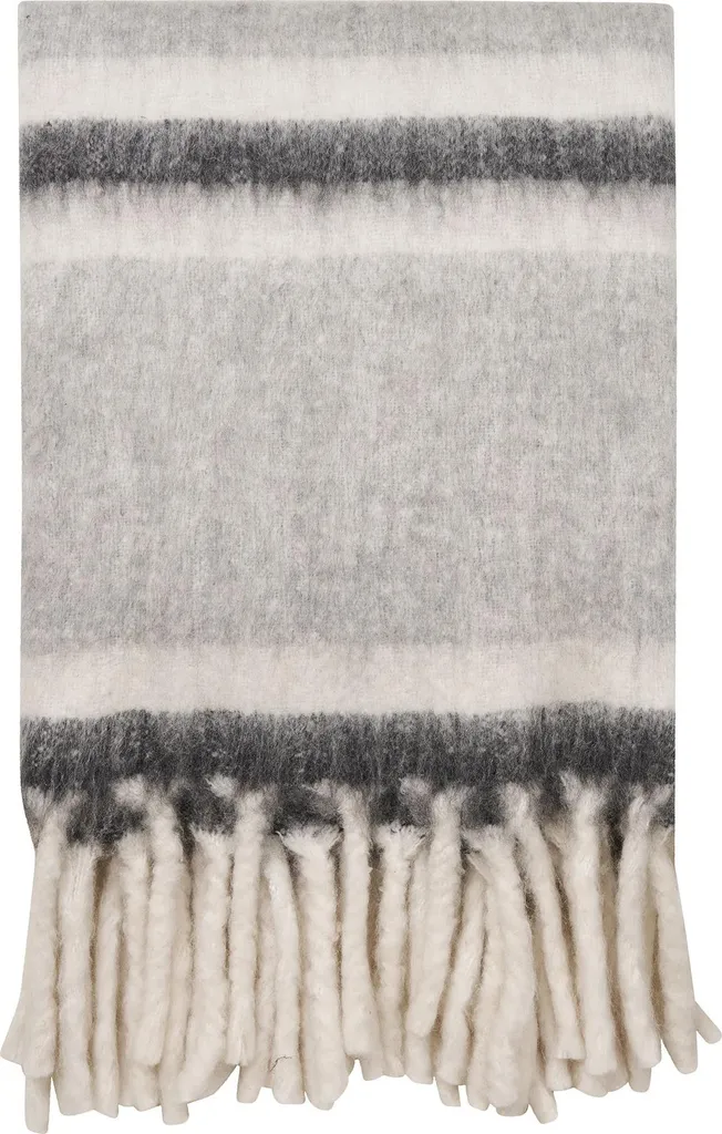 Plaid Liva 130x170 cm Grigio Bianco - Complemento d'Arredo Moderno - 1