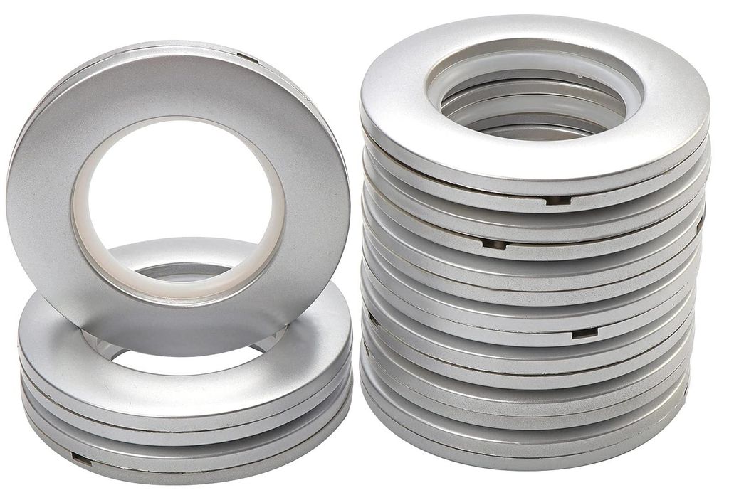 32 Gardinenringe, Stoffringe, runde Kunststoffringe, Clips, 40 mm Innendurchmesser, für Fenstergardinen, Duschvorhänge, Heimdekoration (silber)