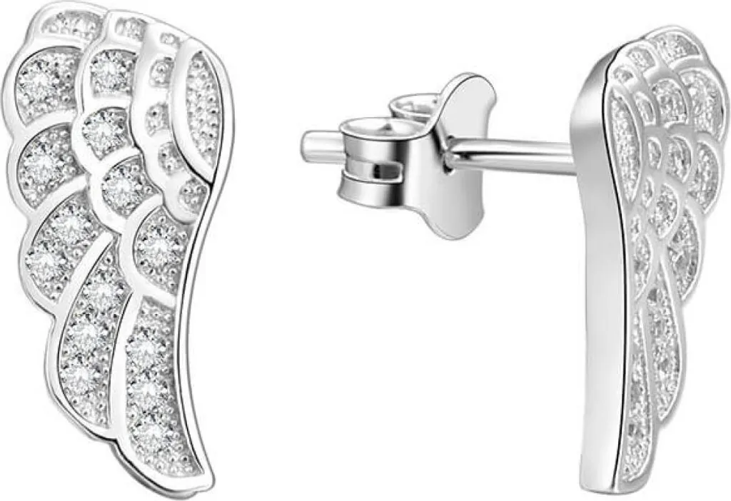 Boucles d'oreilles en argent massif motif plumes d'ange pour femme