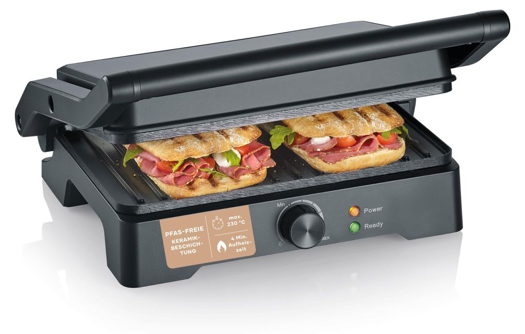 SEVERIN Grill - KG2391 - Cooking surface 28x17cm - Opening Productafbeelding 