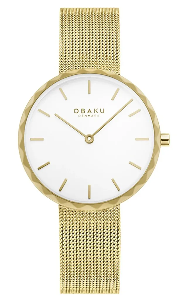 Montre femme dorée Obaku anti-rayures V252LXGIMG confortable et durable
