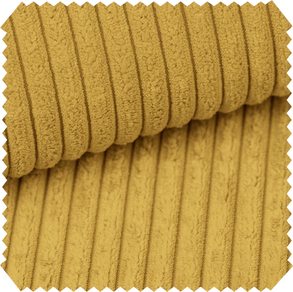 novely PORTO - Polsterstoff in Breitcord-Optik - Ultraweicher Möbelstoff - Pflegeleichte Meterware 1 lfm - Farbe: 43 Sonnengelb