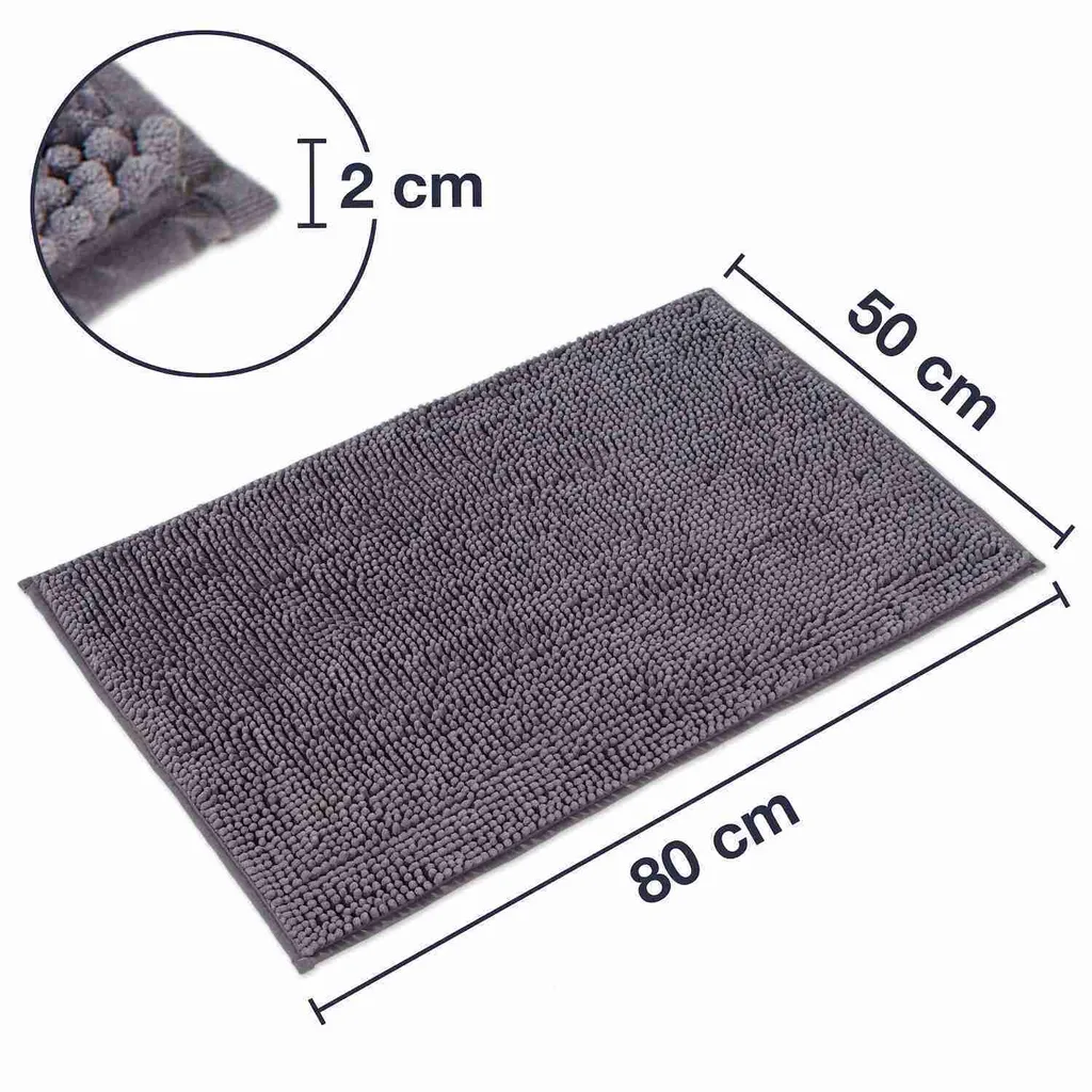 WohnDirect Set 2 Tappeti Bagno Grigi 45x45 + 50x80 Cm - Antiscivolo, Lavabili In Lavatrice, Morbidi In Microfibra, Certificati Oeko-Tex