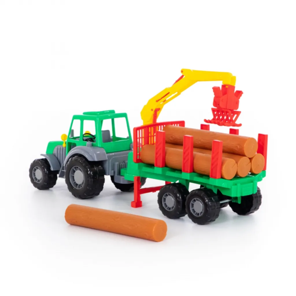 Jouet tracteur forestier Harzland transport de bois avec grue 1:16
