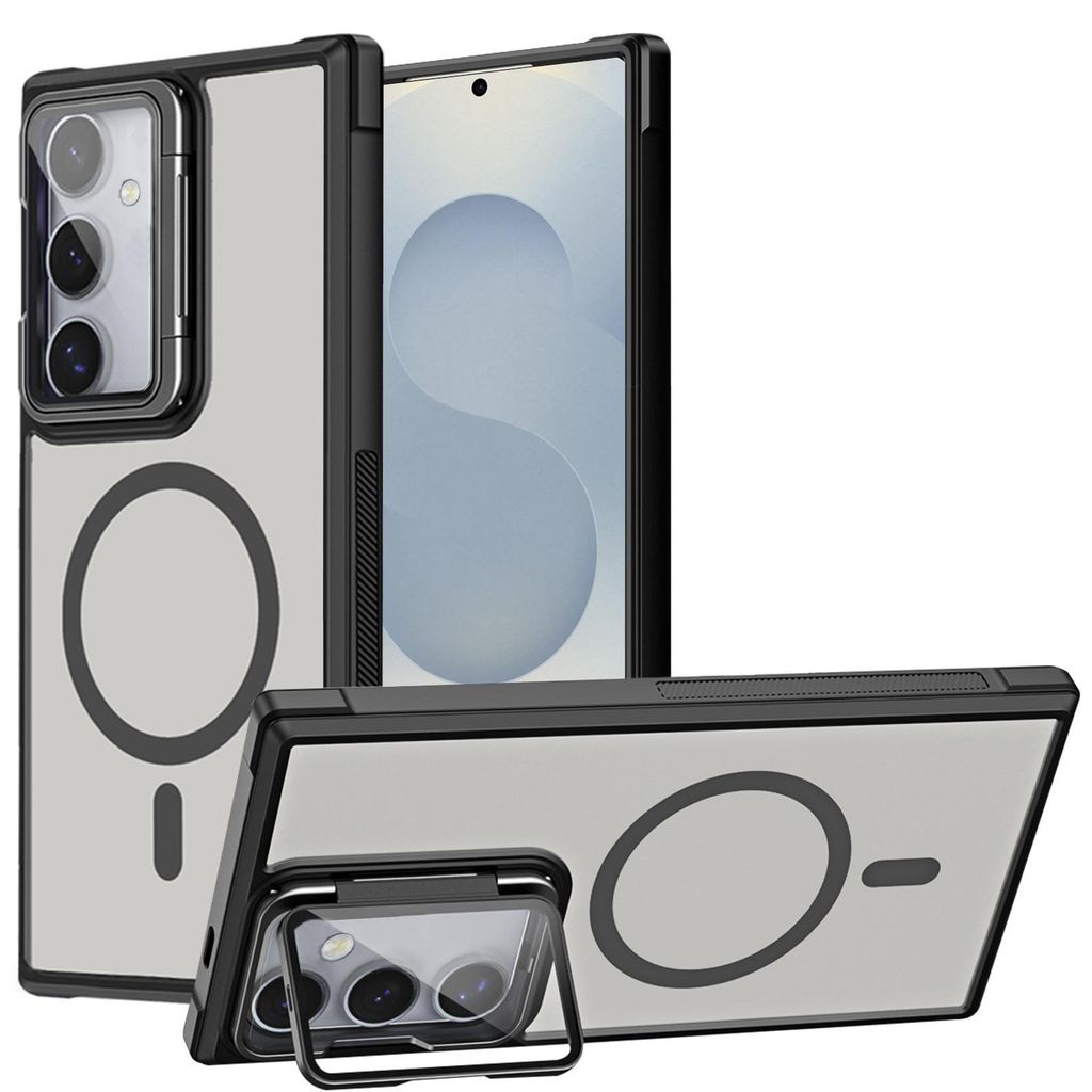Schutzhülle für Samsung Galaxy S25 FE Hülle, Metallring für Wireless Laden klappbarer Kamera Schutz Glas Ständer