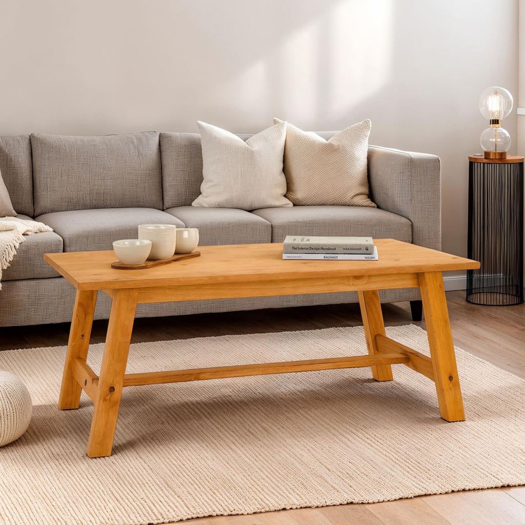 Couchtisch LUZERNA 45 x 60cm aus Massivholz gebeizt/gewachst - Wohnzimmertisch rechteckig, ideal als Sofatisch und Beistelltisch für Wohnzimmer mo...