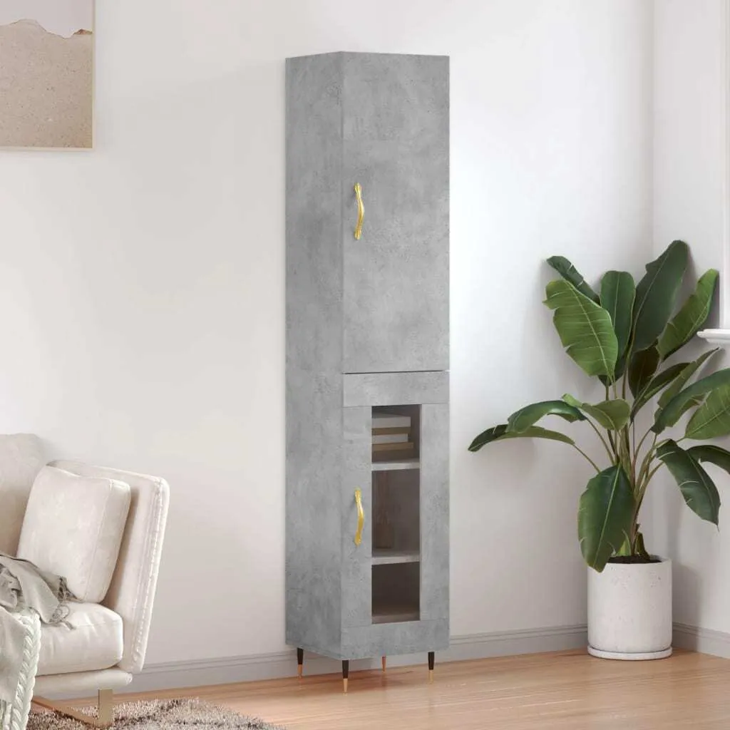Credenza vidaXL Grigio Cemento 34,5x34x180 cm - Mobile Alto Salvaspazio