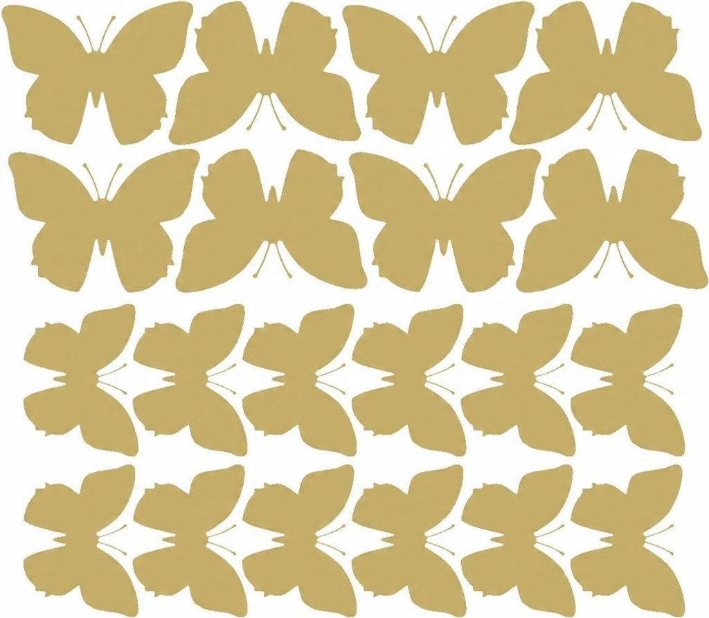 Schmetterlings-Wandaufkleber, große Aufkleber, 20 Stück, Gold mit Glanz