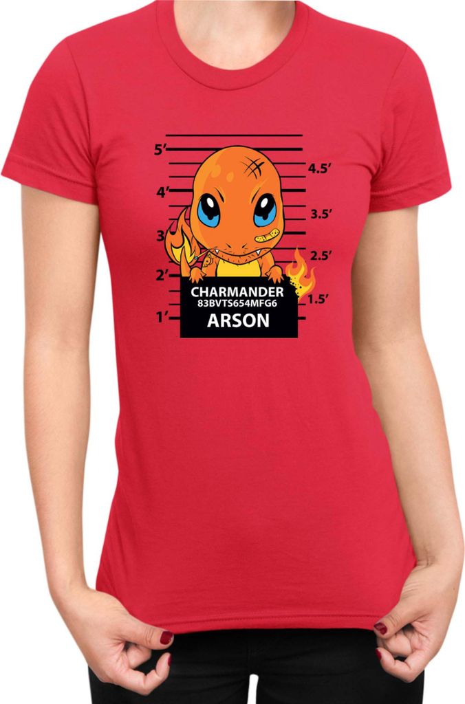 Damen T-Shirt Japan Manga Anime Comics Pokemon 023, Lady 2XL / Rot