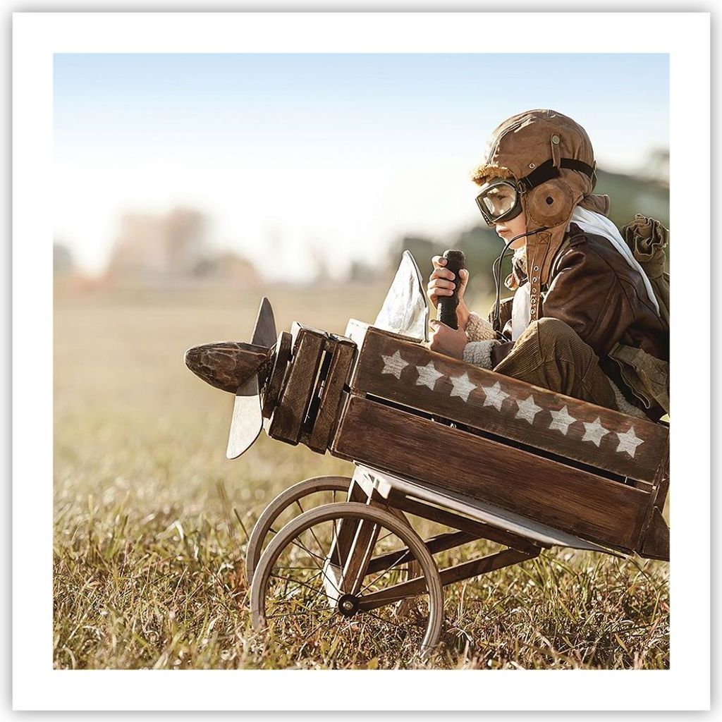 Poster - Poster ohne Rahmen - Kindheit Flugzeug Spielzeug - 60x60 cm - Wand Bild - Wanddeko - Wandbilder - Kunstposter - Wandposter - Bilder - Kuns...