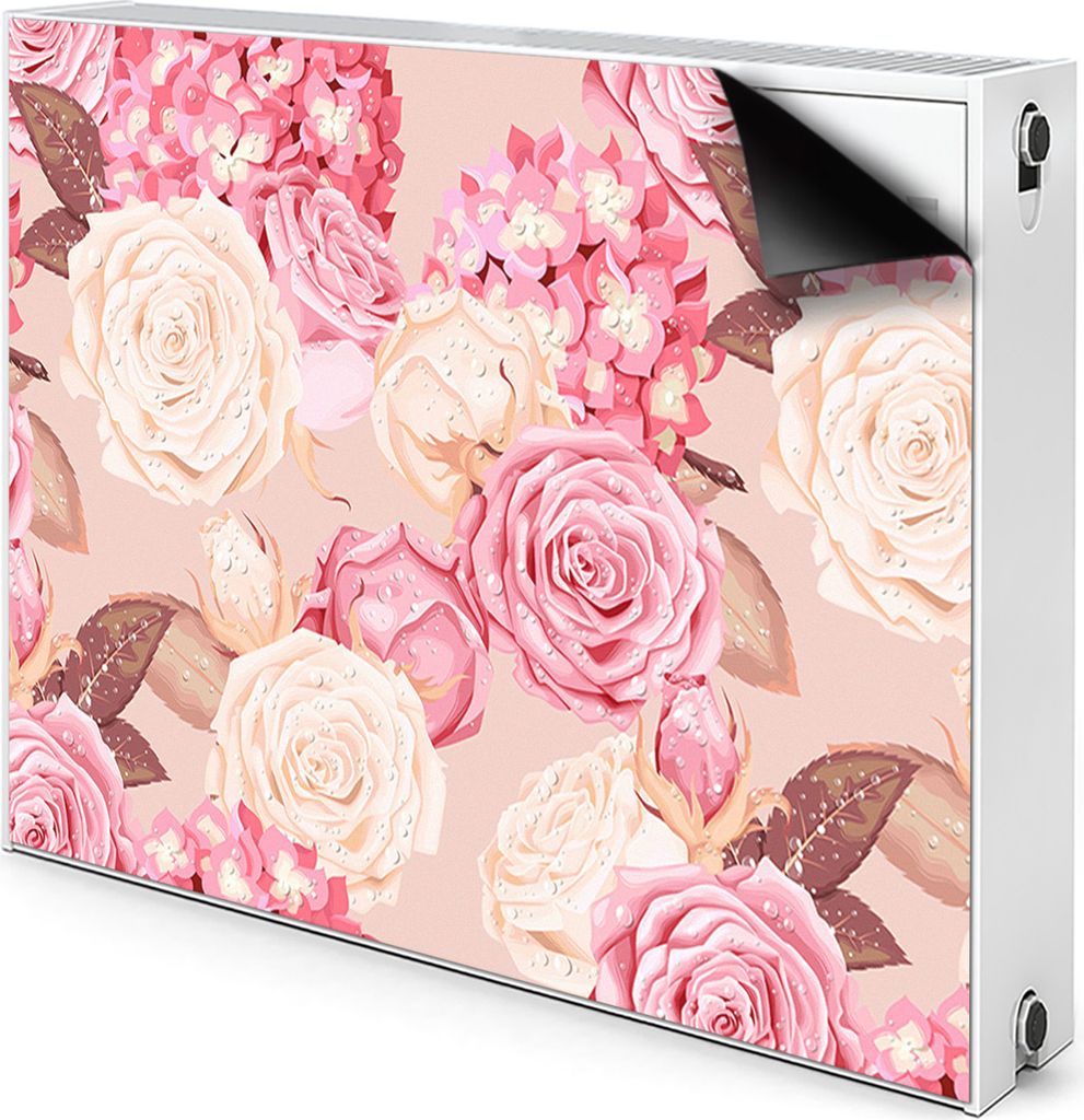 Magnet Radiator Magnet Mat Heizkörperverkleidung Heizkörper-Abdeckung Heizung 80x60 cm - Rosen und Hortensien