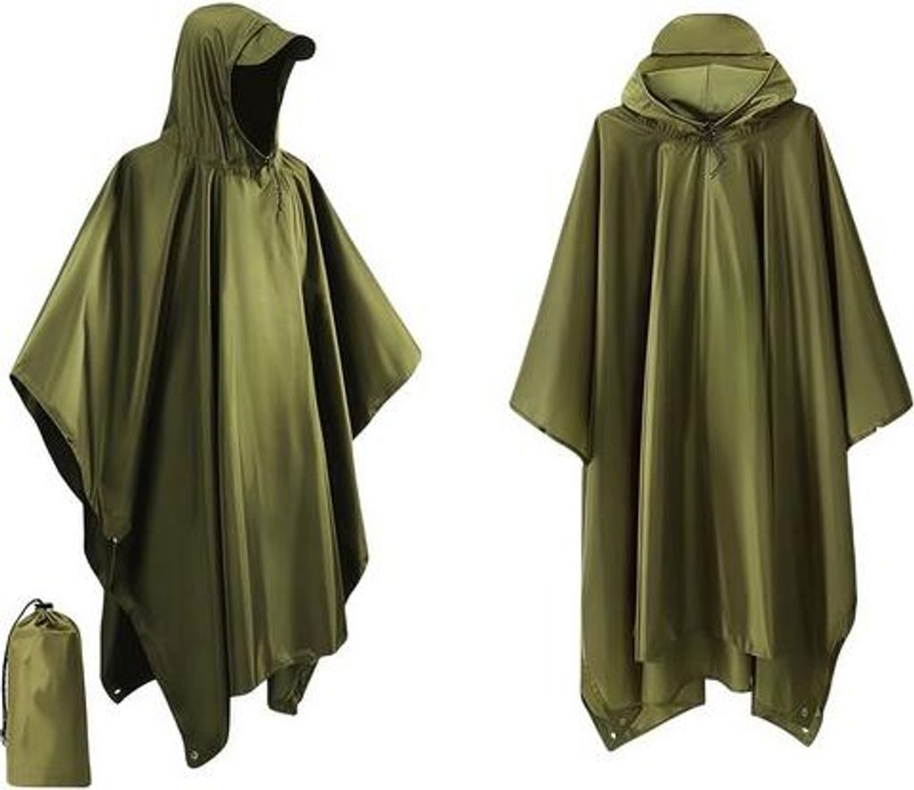 Somstyle Regenponcho - Fahrradponcho - Regencape für Damen und Herren - Regenjacke - dunkelgrün